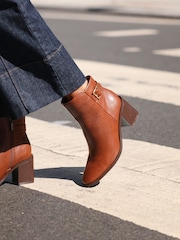 Linzi Brown Rise Block Heeled Ankle Boots With Buckle Detail - Image 3 of 7