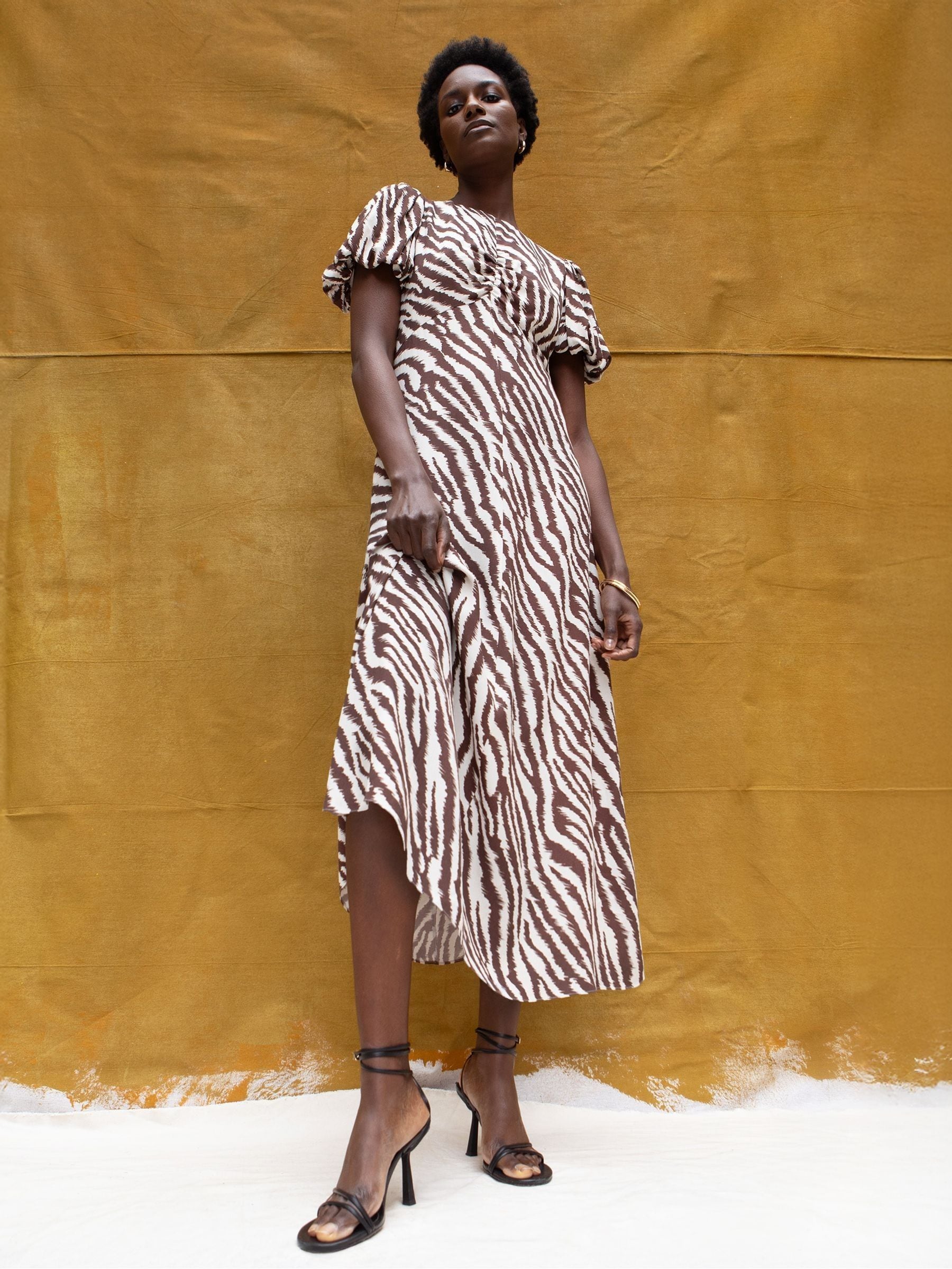 Buy Ro&Zo Brown Zebra Print Puff Sleeve Dress from Next USA