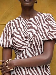 Ro&Zo Brown Zebra Print Puff Sleeve Dress - Image 5 of 6