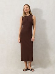 Ro&Zo Brown Rib Column Dress - Image 4 of 5