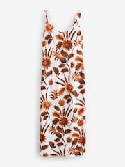 Ro&Zo Brown Tropical Floral Print Linen Blend Dress - Image 6 of 6