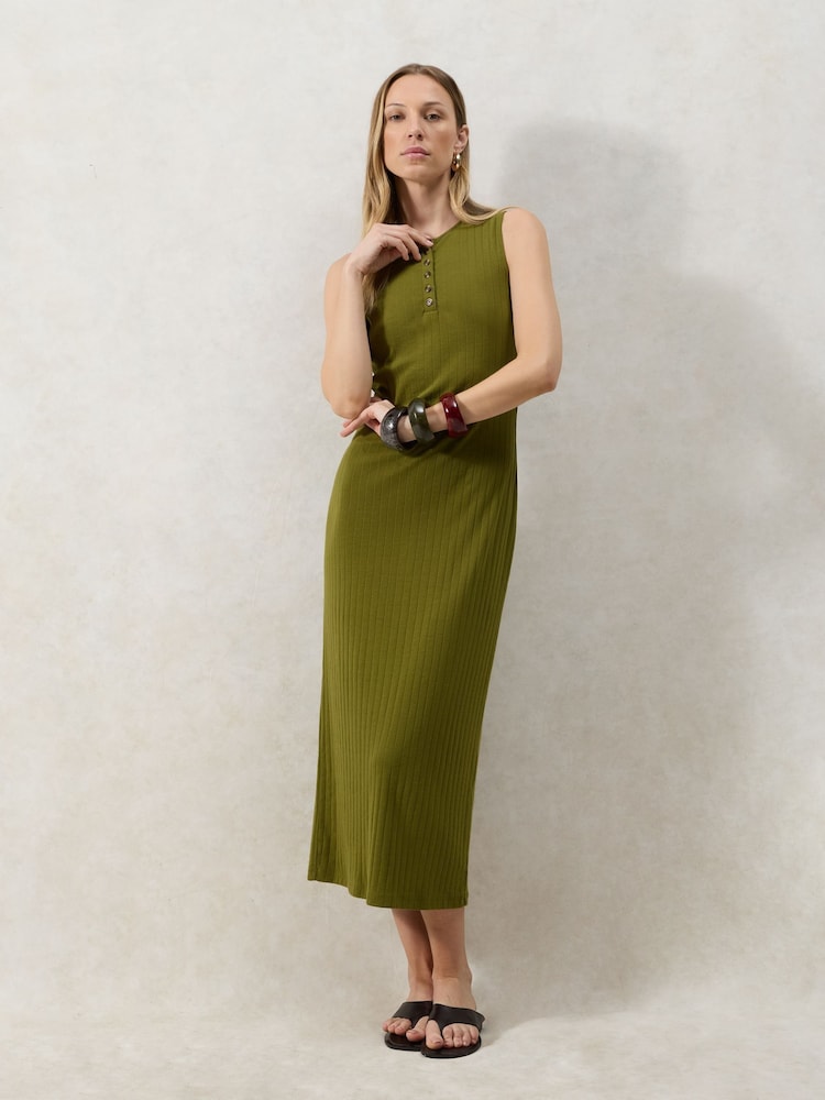 Ro&Zo Green Rib Column Dress - Image 1 of 4