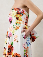 Ro&Zo White Annie Garden Floral Printed Bow Detail Dress - Image 3 of 7