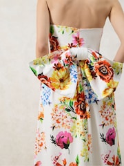 Ro&Zo White Annie Garden Floral Printed Bow Detail Dress - Image 4 of 7
