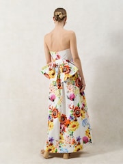 Ro&Zo White Annie Garden Floral Printed Bow Detail Dress - Image 5 of 7