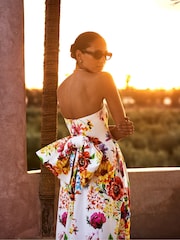 Ro&Zo White Annie Garden Floral Printed Bow Detail Dress - Image 7 of 7