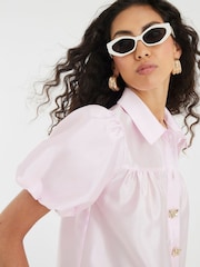 River Island Pink Button Detail Short Sleeve Shirt - Image 2 of 4