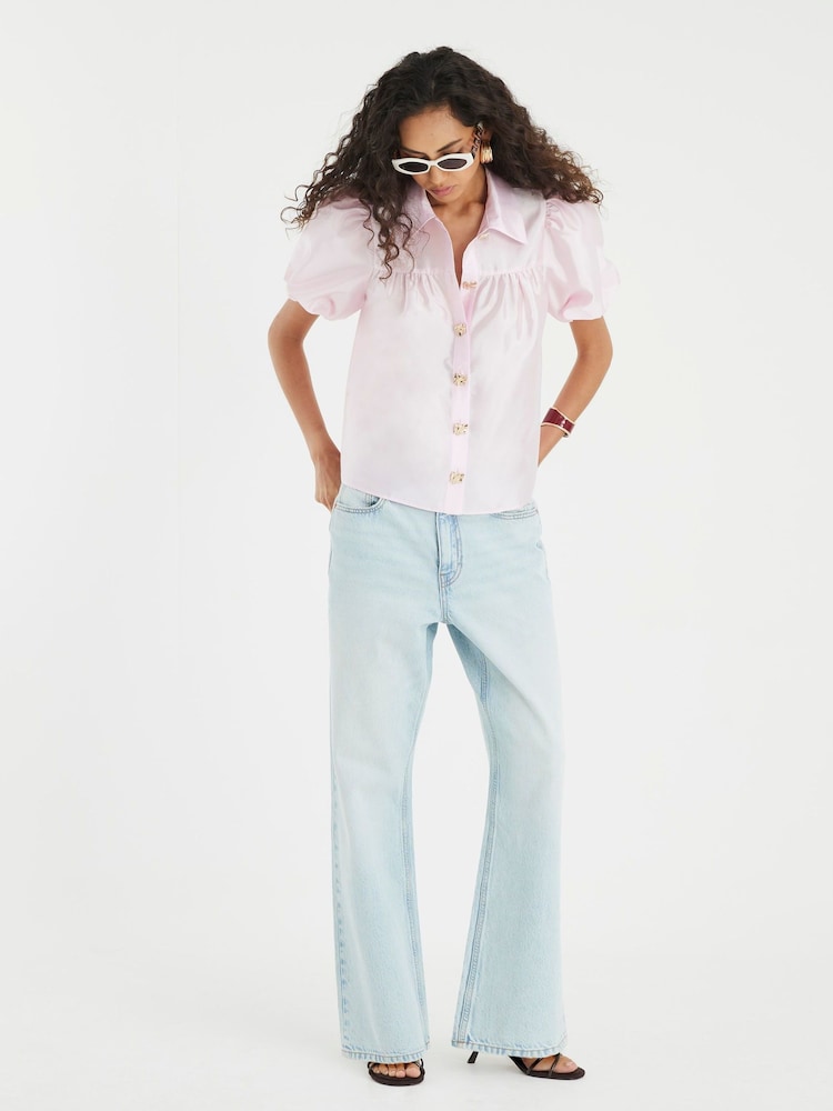 River Island Pink Button Detail Short Sleeve Shirt - Image 4 of 4