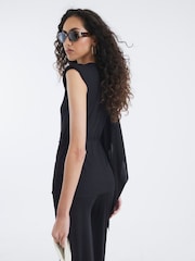 River Island Black Cape Rib Belted Top - Image 2 of 4