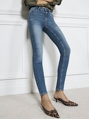 River Island Blue Skinny Mid Rise Bum Sculpt Jeans - Image 1 of 7