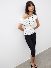 River Island Cream Drape Scuba Top - Image 1 of 6