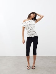 River Island Cream Drape Scuba Top - Image 4 of 6