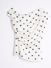 River Island Cream Drape Scuba Top - Image 5 of 6