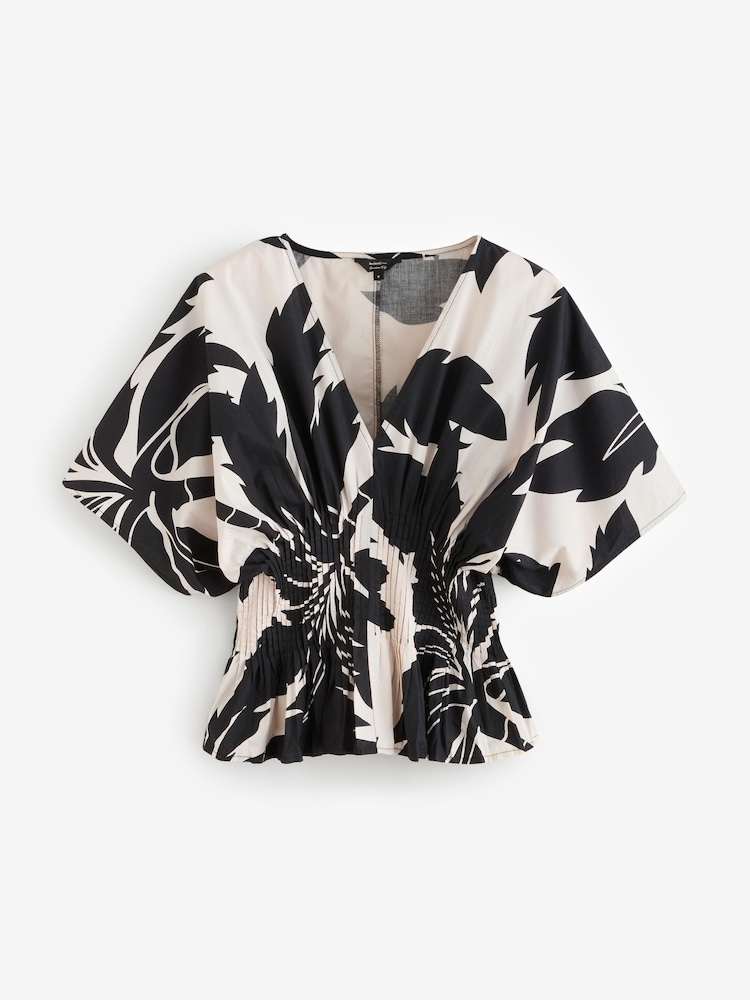 River Island Black Poplin Shirred Top - Image 1 of 1