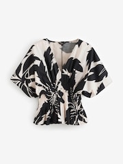 River Island Black Poplin Shirred Top - Image 1 of 1