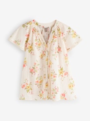 River Island Cream Floral Print Frill V-Neck Top - Image 1 of 1