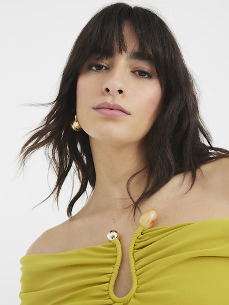 River Island Green Asymmetric Twist Strap Trim Top - Image 2 of 5