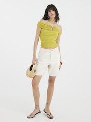 River Island Green Asymmetric Twist Strap Trim Top - Image 3 of 5