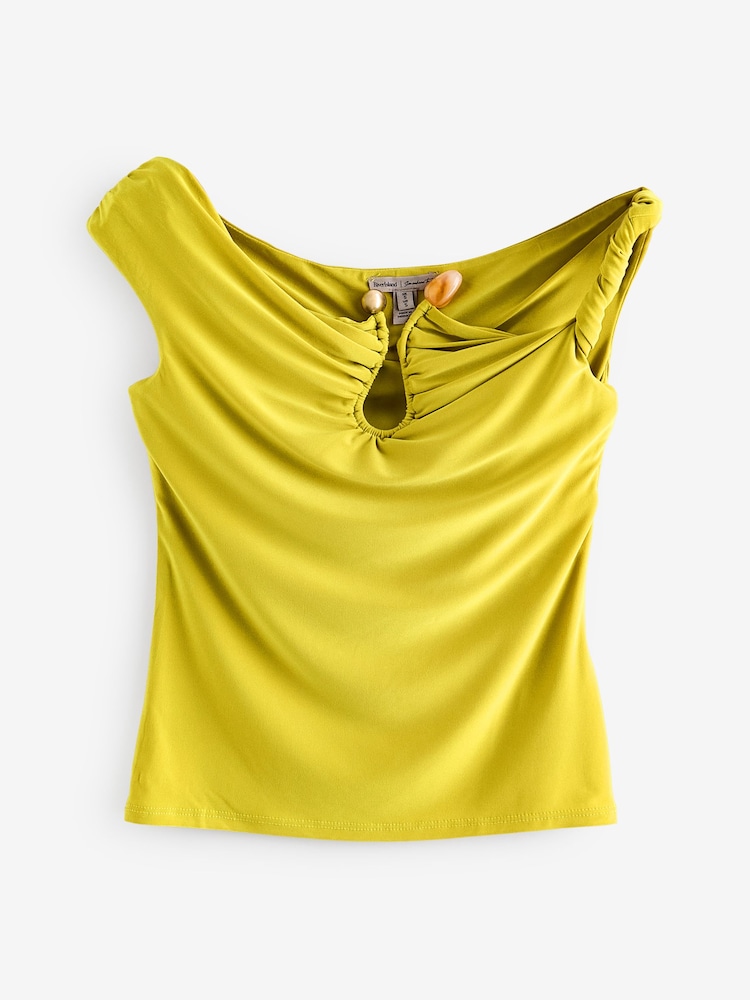 River Island Green Asymmetric Twist Strap Trim Top - Image 5 of 5