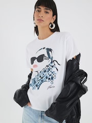 River Island White Monogram Face T-Shirt - Image 1 of 4