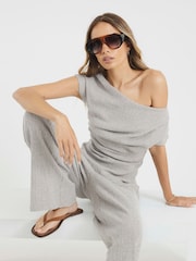 River Island Grey Drape Textured Top - Image 1 of 4