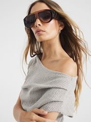 River Island Grey Drape Textured Top - Image 3 of 4