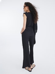 River Island Black Rib Wide Leg Trousers - Image 3 of 4