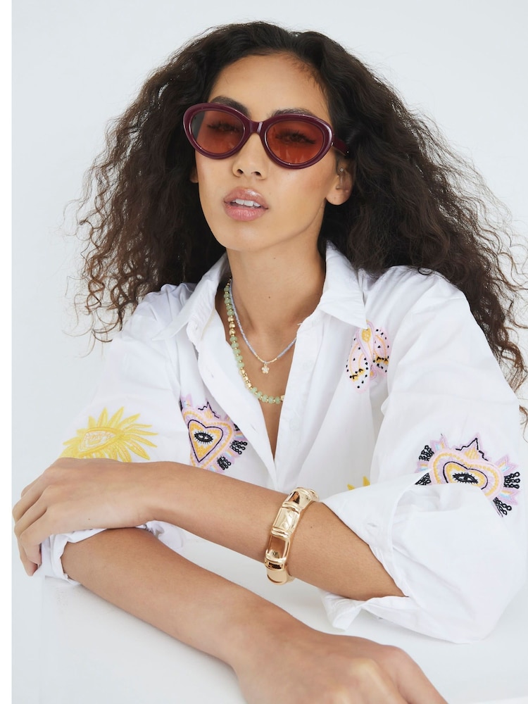 River Island White Long Sleeve Eye Shirt - Image 2 of 7