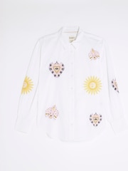 River Island White Long Sleeve Eye Shirt - Image 6 of 7