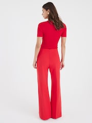 River Island Red Mock Button Front Trousers - Image 1 of 4