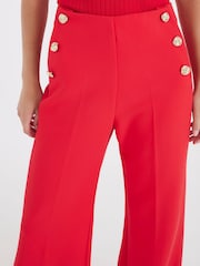 River Island Red Mock Button Front Trousers - Image 3 of 4
