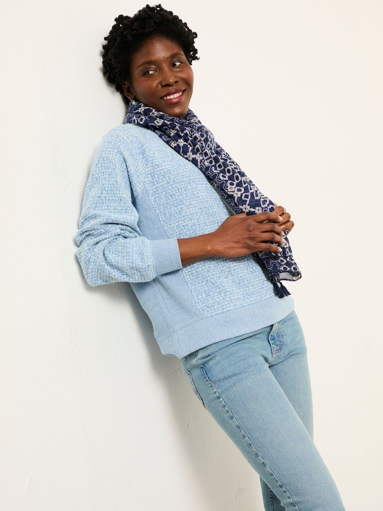 FatFace Sam Light Blue Textured Crew Sweat - Image 1 of 5