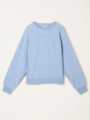 FatFace Sam Light Blue Textured Crew Sweat - Image 5 of 5