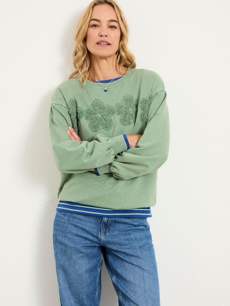 FatFace Alex Jade Green Floral Placement Crew Sweat - Image 1 of 6