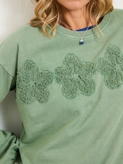 FatFace Alex Jade Green Floral Placement Crew Sweat - Image 3 of 6
