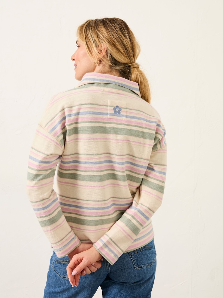 FatFace Thea Multi Textured Stripe Half Neck Sweat - Image 2 of 6 FatFace Thea Multi Textured Stripe Half Neck Sweat - Image 2 of 6