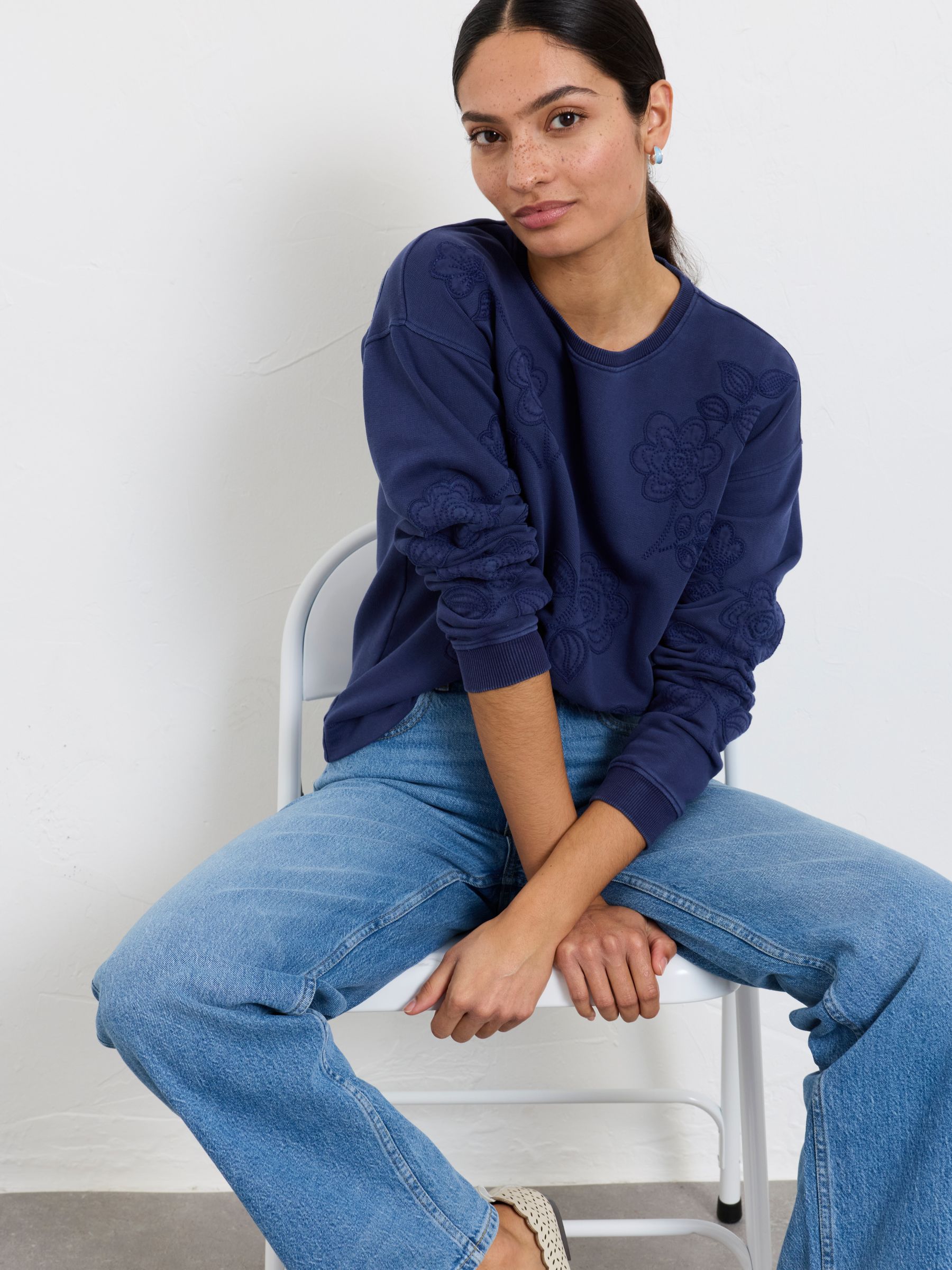 Fat Face - Women - Sweatshirt - Blue - Cotton Blend