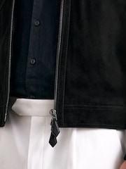 Reiss Black Pike Suede Zip Through Jacket - Image 3 of 6