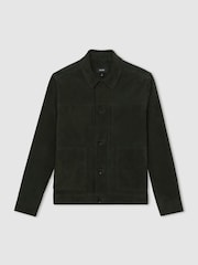 Reiss Dark Green Devonshire Suede Worker Jacket - Image 2 of 7