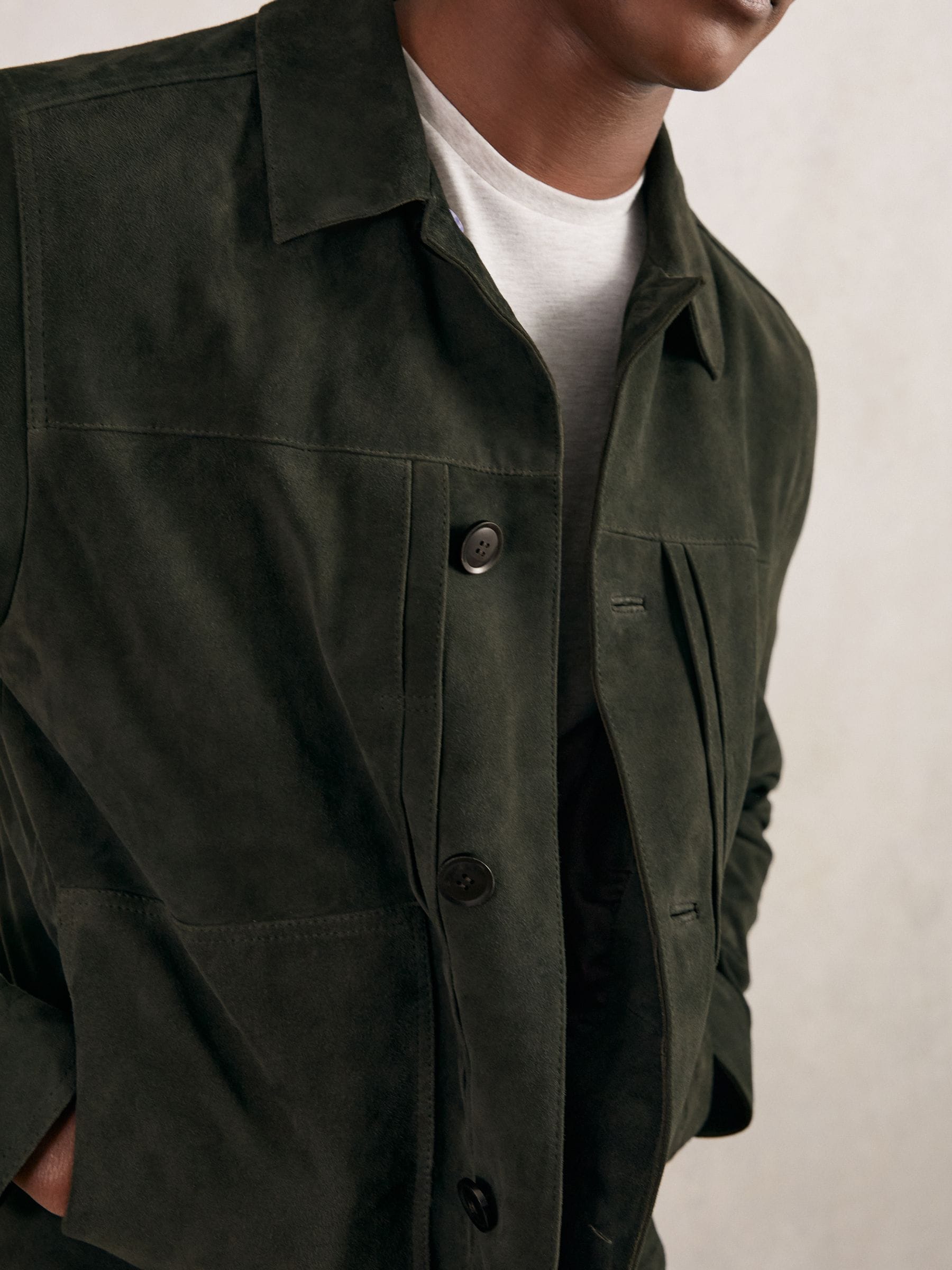 Buy Reiss Dark Green Devonshire Suede Worker Jacket from the Next