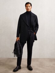 Reiss Navy Present Wool-Blend Double-Breasted Pea Coat - Image 1 of 7