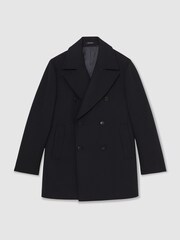 Reiss Navy Present Wool-Blend Double-Breasted Pea Coat - Image 2 of 7