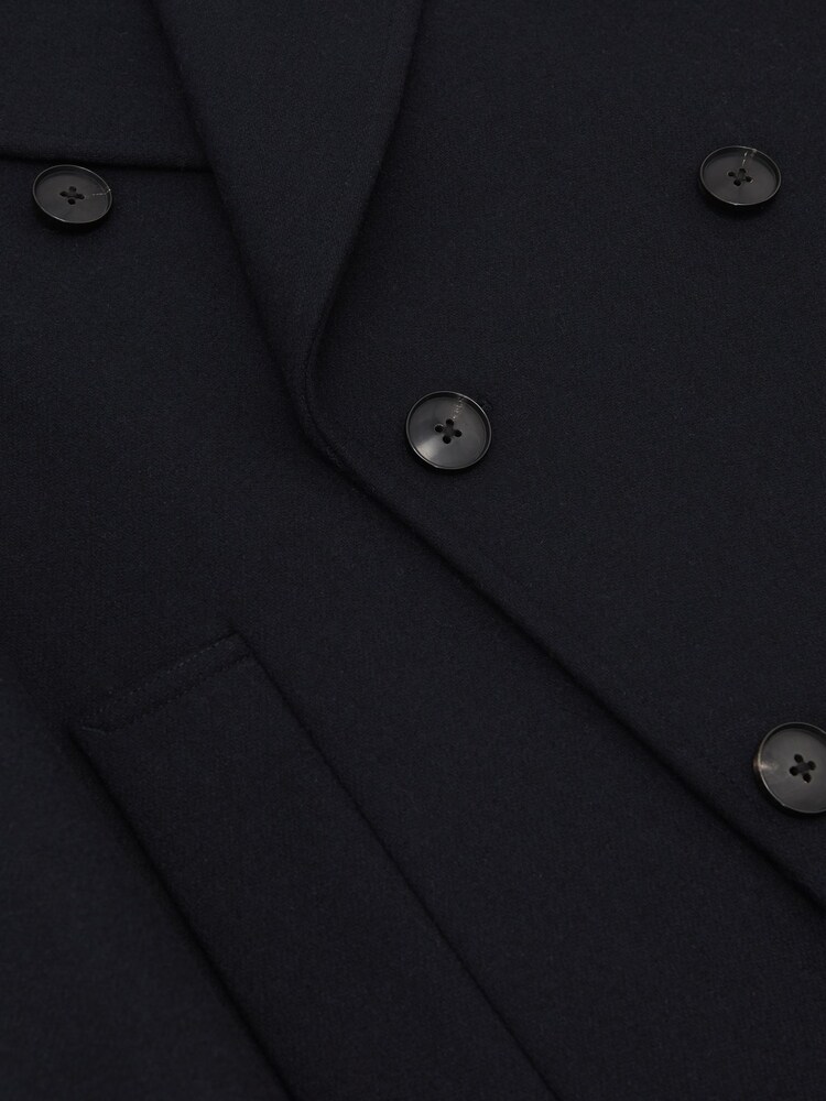 Reiss Navy Present Wool-Blend Double-Breasted Pea Coat - Image 7 of 7