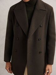 Reiss Dark Green Present Wool-Blend Double-Breasted Pea Coat - Image 3 of 7