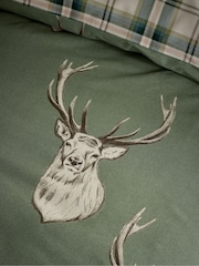 Catherine Lansfield Soft Green Stag Check Reversible Duvet Cover Set - Image 4 of 4