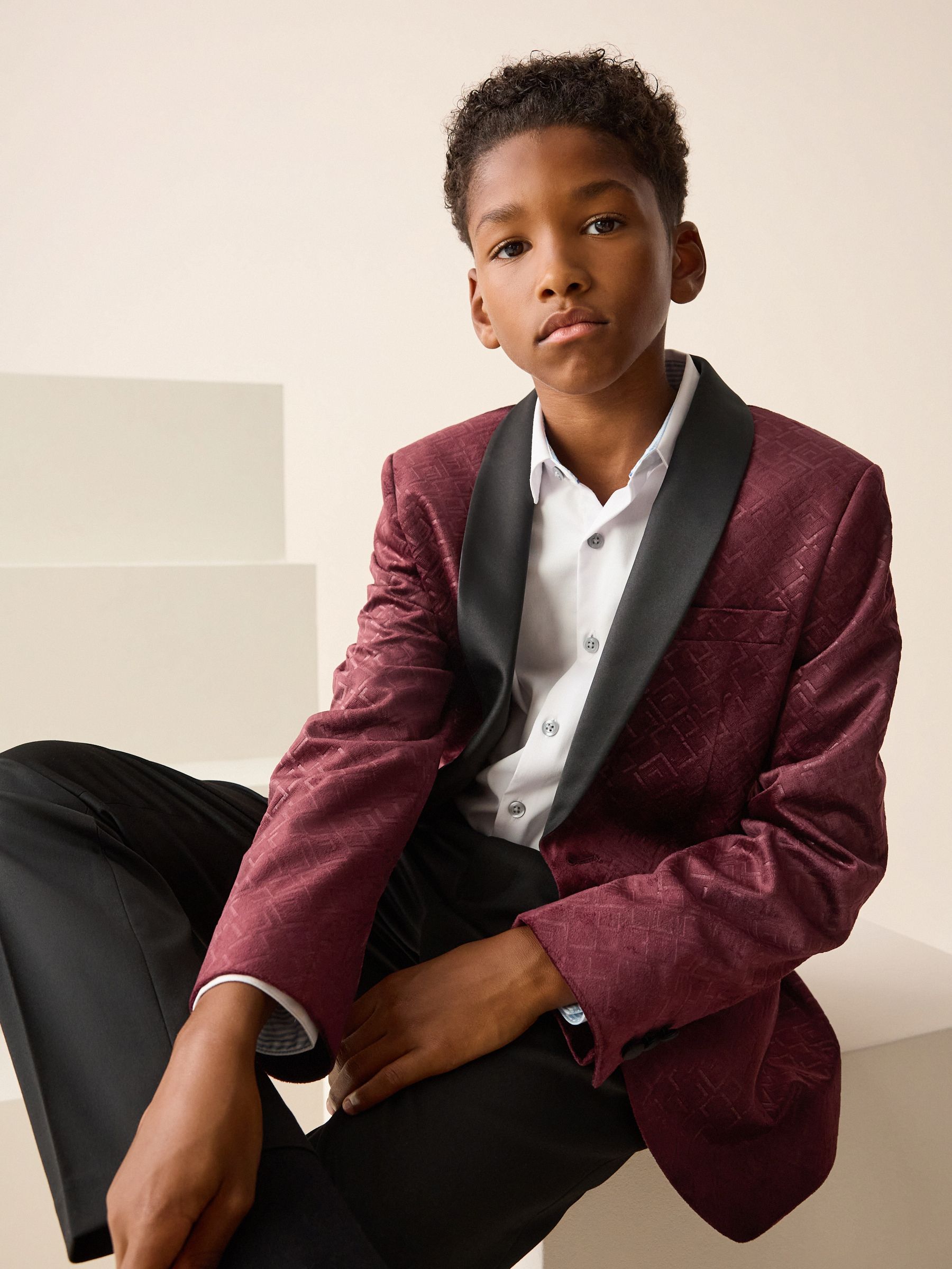 Buy Burgundy Red Textured Velvet Blazer (3-16yrs) from the Next UK