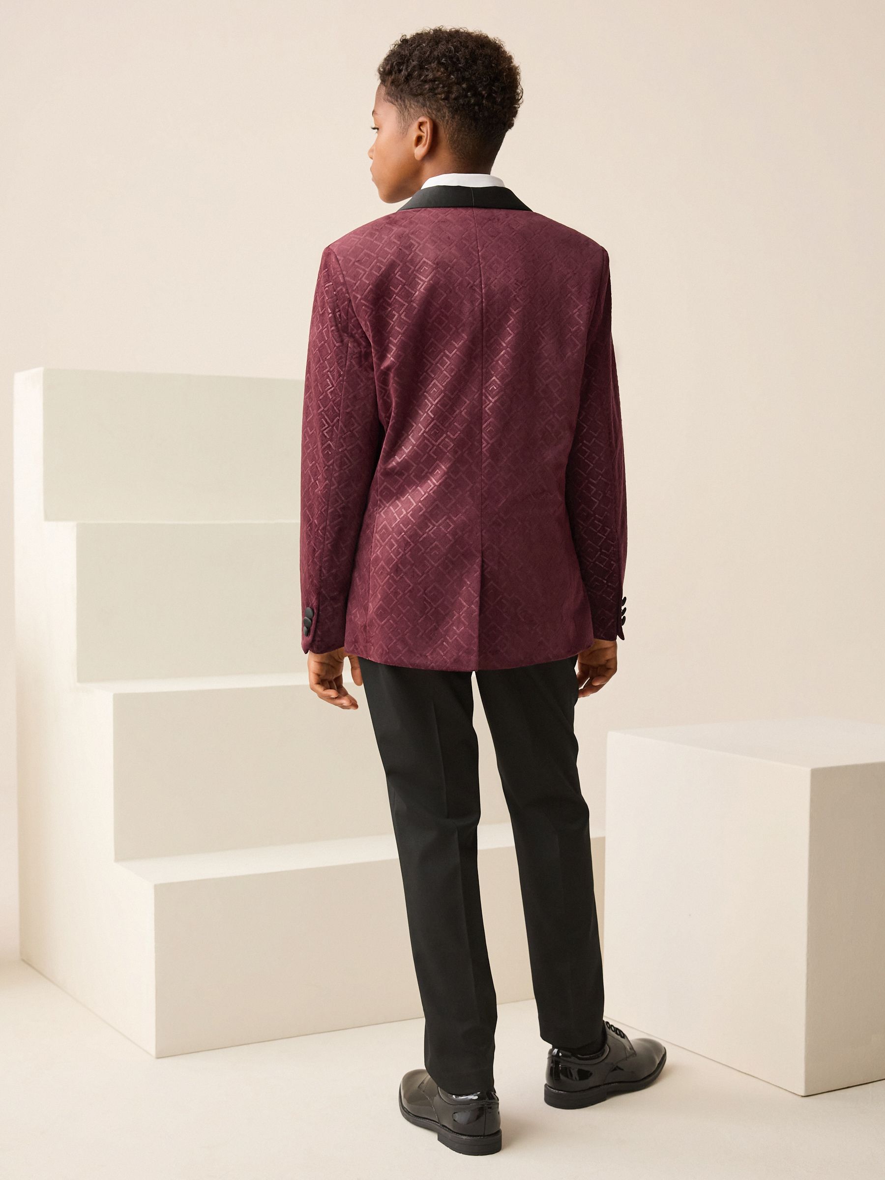 Buy Burgundy Red Textured Velvet Blazer (3-16yrs) from Next USA
