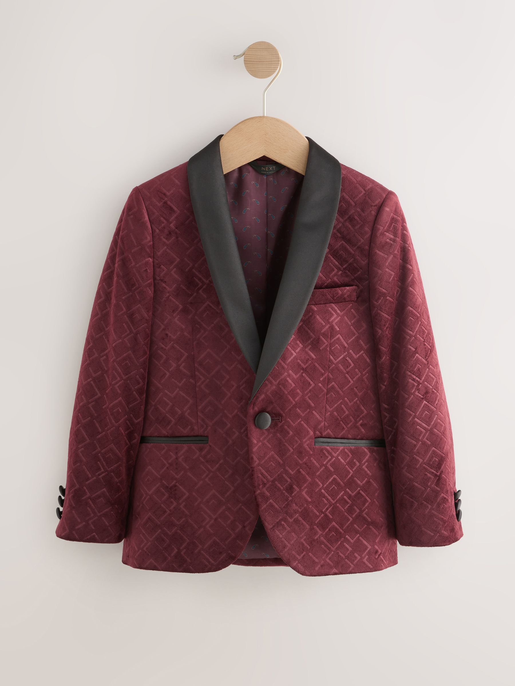 Buy Burgundy Red Textured Velvet Blazer (3-16yrs) from Next USA