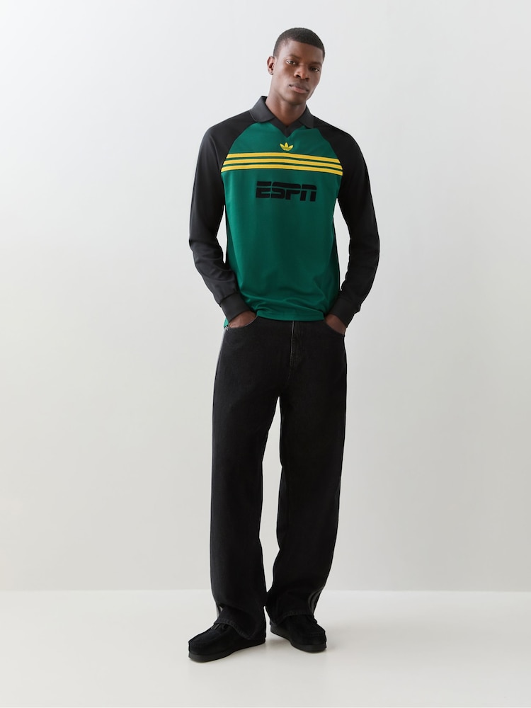 adidas Originals Green Sponsored Archive Longsleeve Polo Shirt - Image 2 of 5 adidas Originals Green Sponsored Archive Longsleeve Polo Shirt - Image 2 of 5