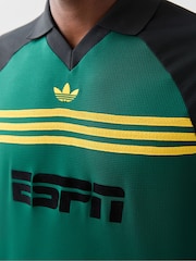 adidas Originals Green Sponsored Archive Longsleeve Polo Shirt - Image 4 of 5